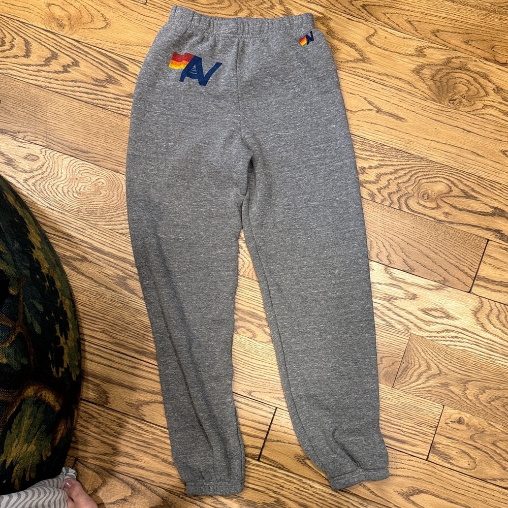 Aviator Nation Kids Gray Sweatpants with Rainbow Detail never worn